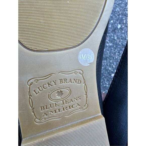 LUCKY BRAND black leather sandals flats sz 8 womens fits 7.5 8 - Picture 7 of 7